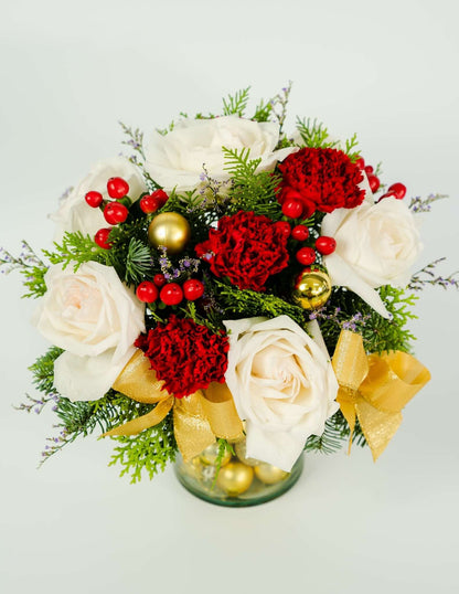 Christmas Charm Ensemble flower arrangement for delivery to loved ones in the Philippines.
