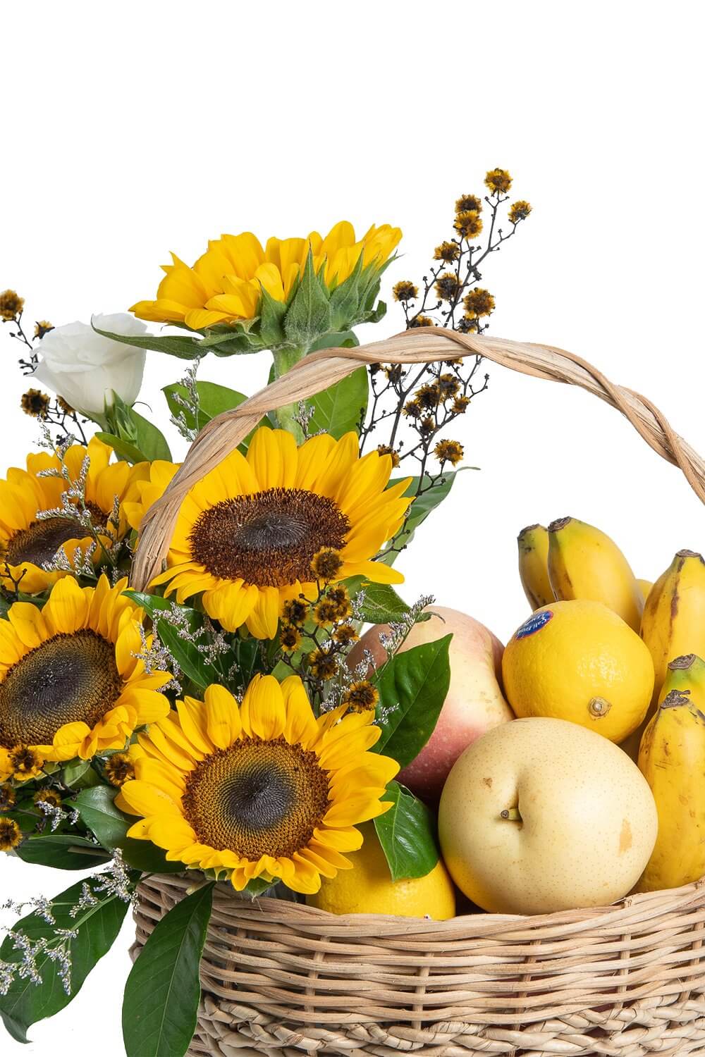 Dawn Sunflower and Fruits Basket gift basket or floral bundle for delivery in the Philippines.