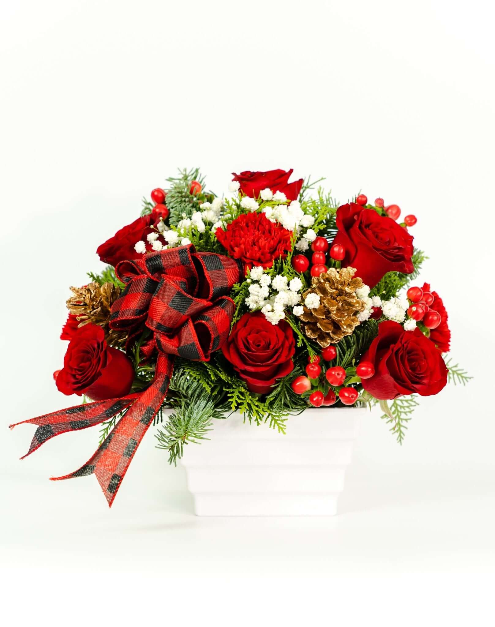 Glowing Yuletide Yarn flower arrangement for delivery to loved ones in the Philippines.