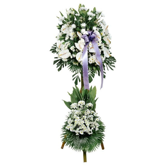 White condolence flower arrangement for funeral sympathy delivery Philippines – Gift Go Now